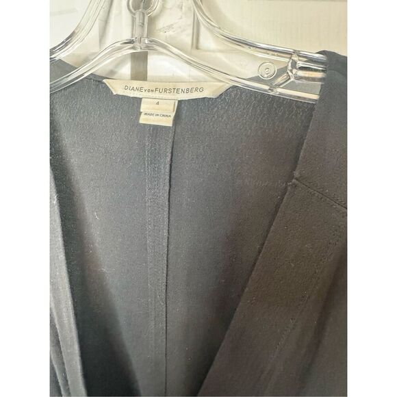 Diane Von Furstenberg Rawena Crossover V-Neck Black Jumpsuit Belted Tie Waist 4 - Picture 9 of 12